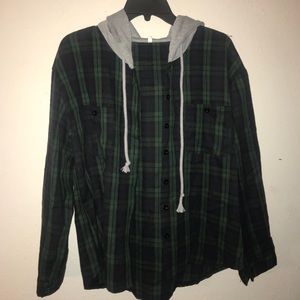 Tops | Greenblue Flannel Hoodie | Poshmark